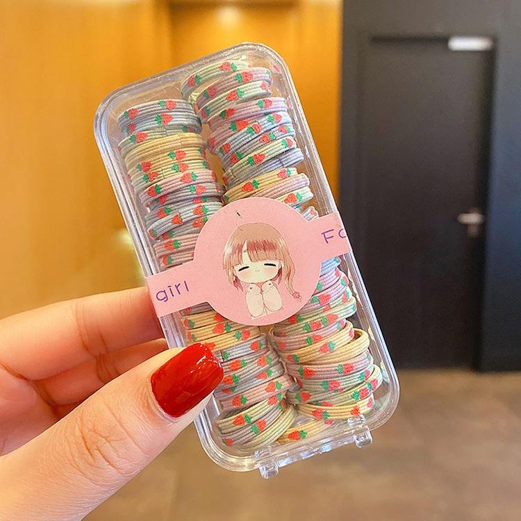 兒童皮筋不傷發彈性好盒裝高彈性糖果色頭繩女孩扎馬尾發繩橡皮筋-細節圖5