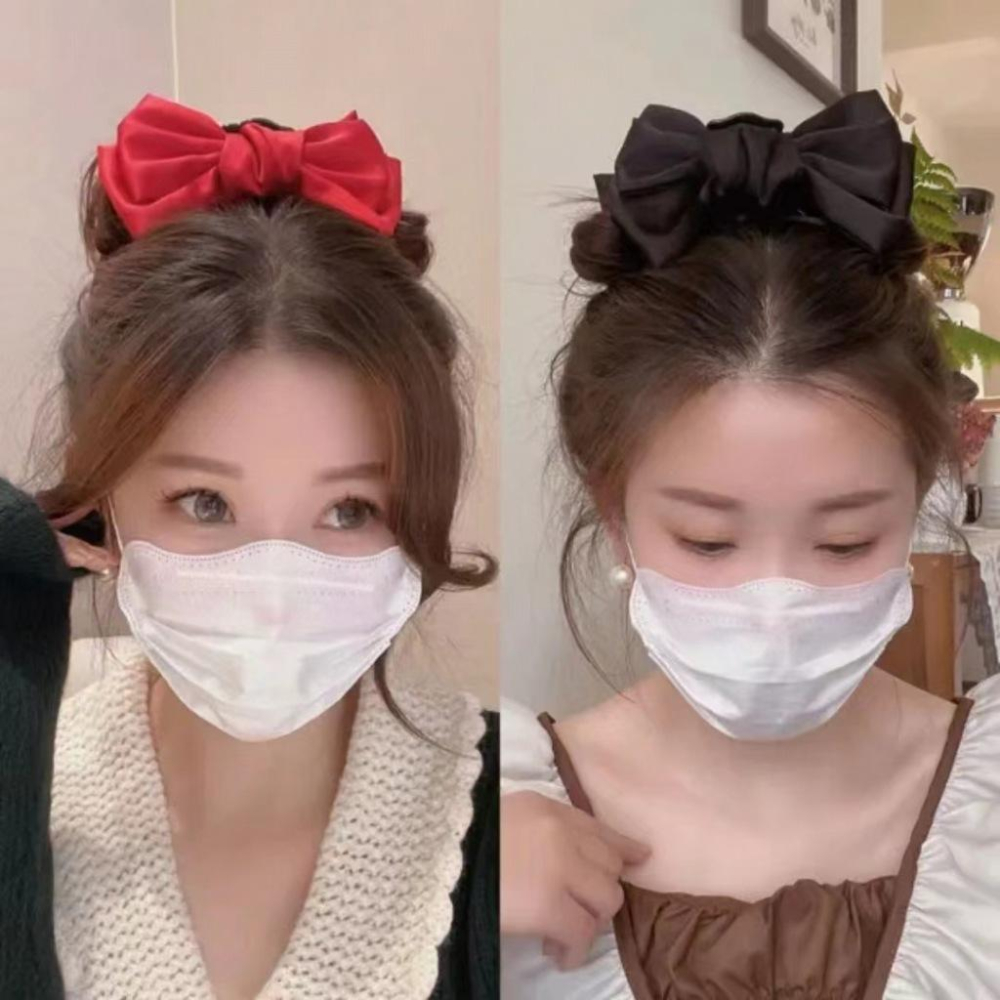 法式氣質黑色蝴蝶結髮夾 女髮卡發飾頭飾 ins新款紅色優雅緞面大蝴蝶髮夾 頂夾後腦勺夾子髮飾-細節圖2