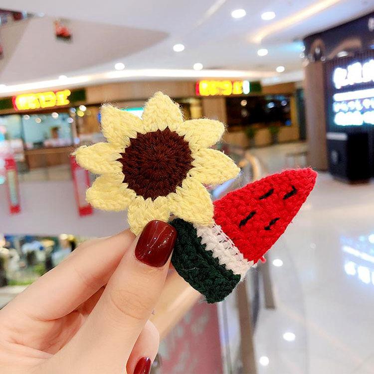 水果BB夾 手工編織 西瓜 檸檬 酪梨 蘿蔔 草莓髮夾 bb夾 髮夾 髮飾 BB夾 夾子 編織髮夾 造型髮夾 可愛髮夾-細節圖2