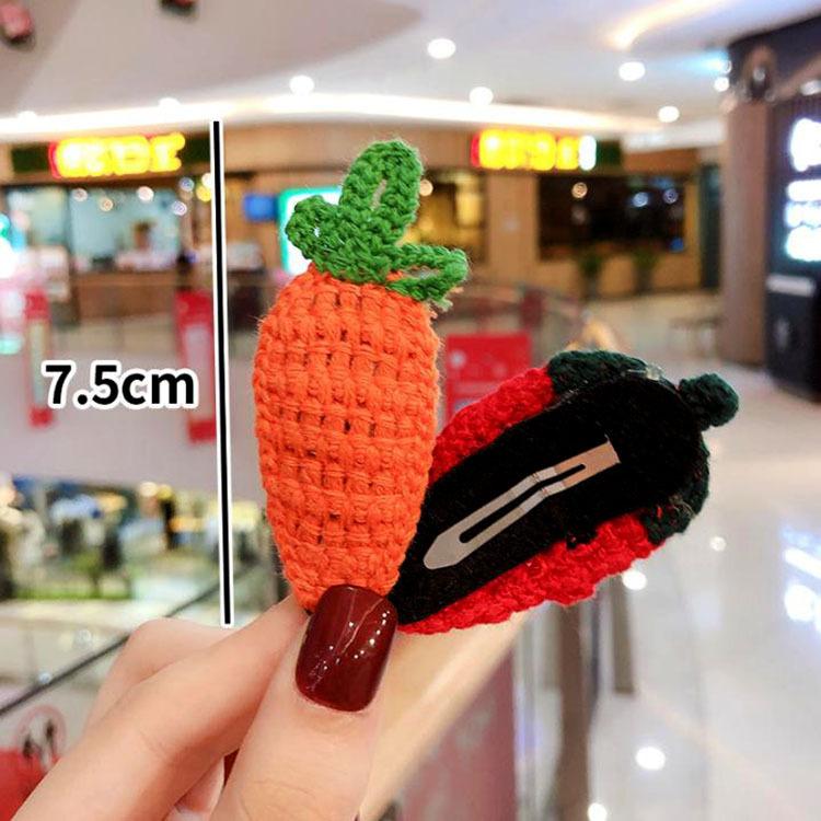 水果BB夾 手工編織 西瓜 檸檬 酪梨 蘿蔔 草莓髮夾 bb夾 髮夾 髮飾 BB夾 夾子 編織髮夾 造型髮夾 可愛髮夾-細節圖3