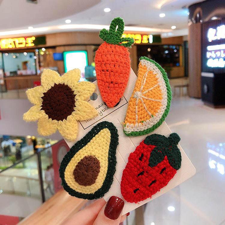 水果BB夾 手工編織 西瓜 檸檬 酪梨 蘿蔔 草莓髮夾 bb夾 髮夾 髮飾 BB夾 夾子 編織髮夾 造型髮夾 可愛髮夾-細節圖6