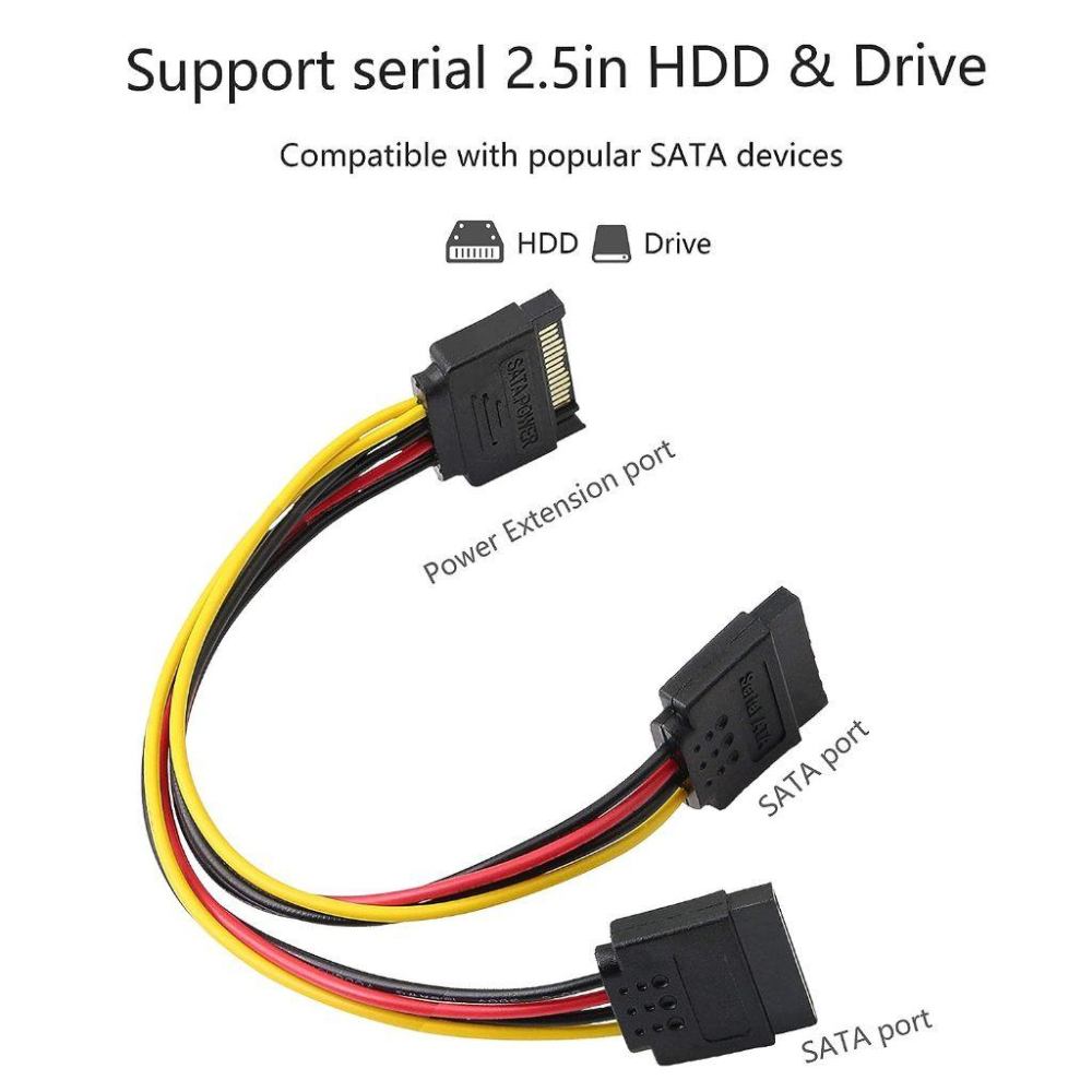 SATA 1分2供電線15pin 一分二硬碟電源延長線-細節圖5