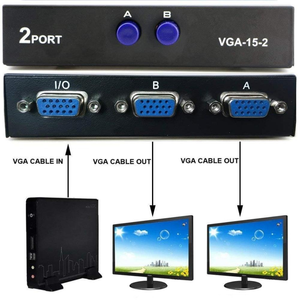 VGA切換器 VGA Switch 螢幕切換器 2進1出 螢幕分享器 視頻轉換器 手動切換-細節圖2