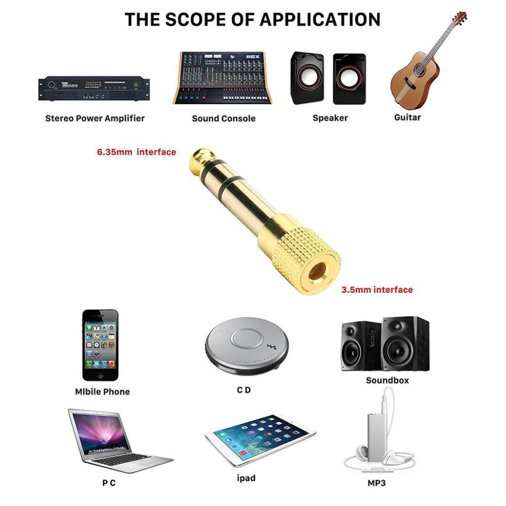 鍍金款 訊號 轉接頭 6.3轉3.5轉換頭 6.3mm 母 轉 3.5mm 公 耳機話筒 音訊轉接頭-細節圖6