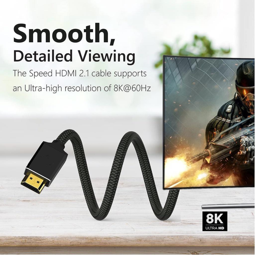 8K HDMI 2.1版 HDMI線高清編織線 工程線 8K60 Hz 8K 3D 鍍金 PS5 HDR 電視線 高品質-細節圖4