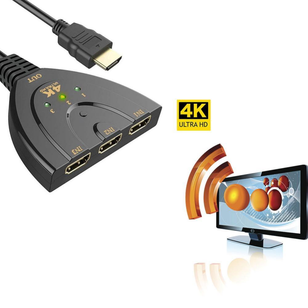 帶線高性能 HDMI 2K/4K 3D 3進1出切換器 全高清HDMI分配器 HDMI轉換器-細節圖6