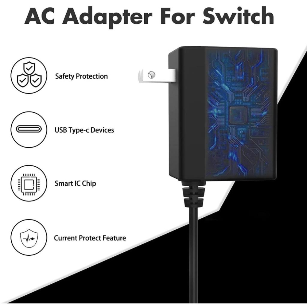 Switch Lite 快速充電器 15V 交流電源適配器 於 Nintendo Switch 交流電源 支持電視模式和-細節圖4