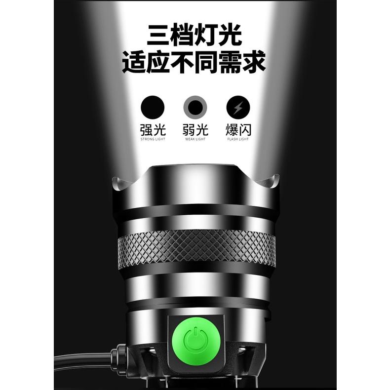 頭戴變焦手電筒 T8燈珠強光可充電頭戴式頭燈 遠射超亮戶外釣魚燈 騎行燈-細節圖3