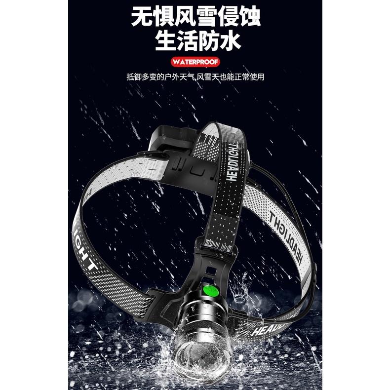 頭戴變焦手電筒 T8燈珠強光可充電頭戴式頭燈 遠射超亮戶外釣魚燈 騎行燈-細節圖4