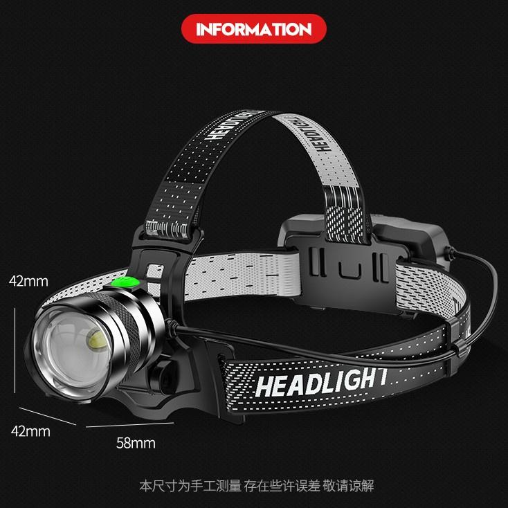 頭戴變焦手電筒 T8燈珠強光可充電頭戴式頭燈 遠射超亮戶外釣魚燈 騎行燈-細節圖9