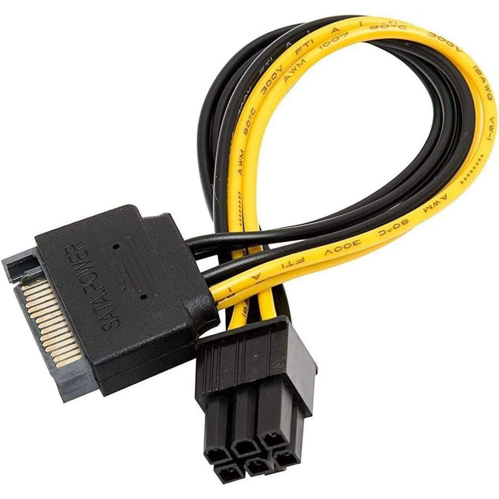 顯卡供電 SATA 轉 6pin SATA 轉 6P 18AWG SATA 15pin 轉 6pin 顯示卡反向供電線-細節圖4