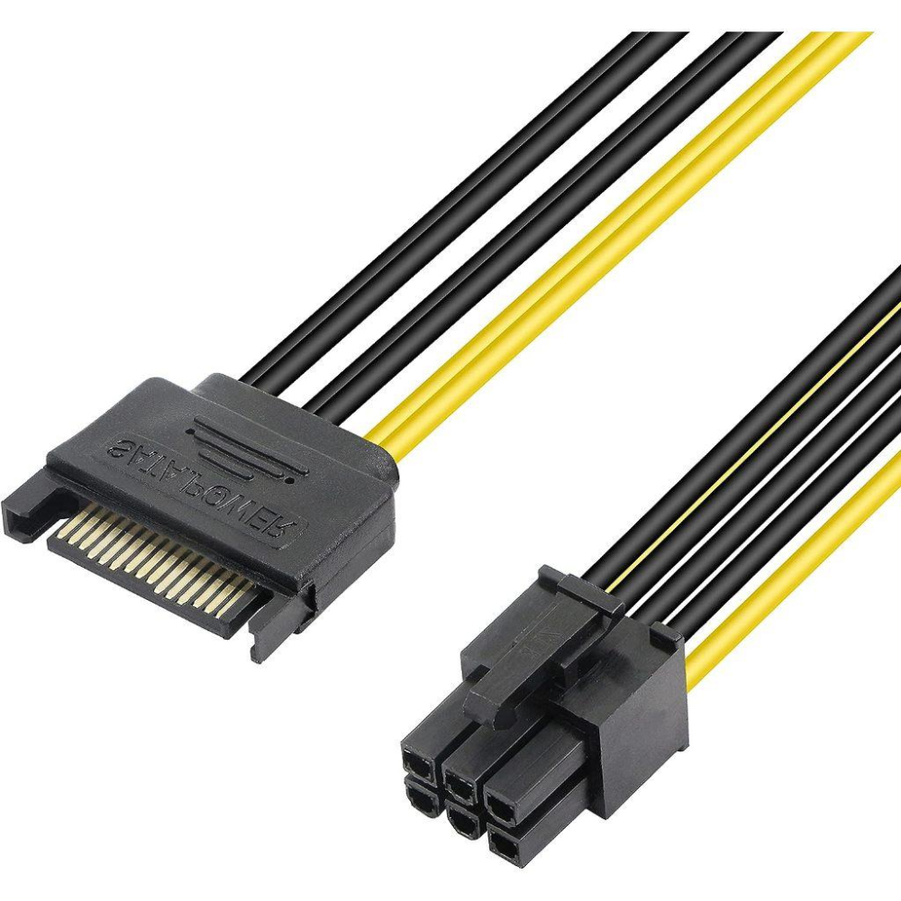 顯卡供電 SATA 轉 6pin SATA 轉 6P 18AWG SATA 15pin 轉 6pin 顯示卡反向供電線-細節圖5