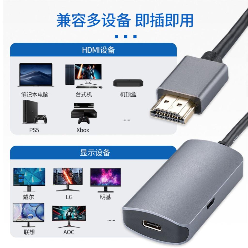 HDMI 兼容 HDMI 轉 USB-C 母頭 HDMI 兼容 Type C 轉換器-細節圖7