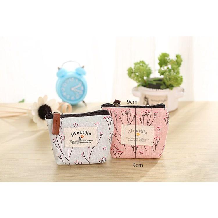 韓國時尚小清新零錢包 女士創意簡約攜帶錢袋 田園花卉圖案錢包 女士收納袋可存放行用卡、鑰匙、耳機等小件物品-細節圖2