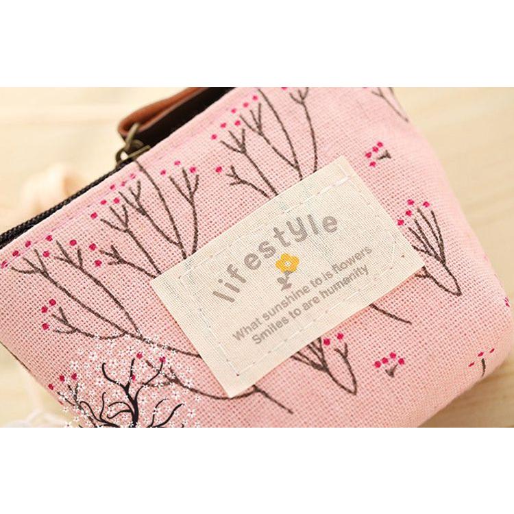 韓國時尚小清新零錢包 女士創意簡約攜帶錢袋 田園花卉圖案錢包 女士收納袋可存放行用卡、鑰匙、耳機等小件物品-細節圖6