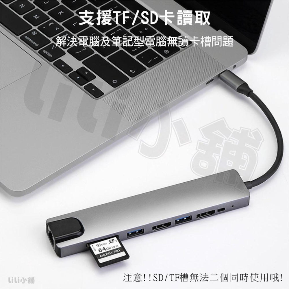 台灣現貨 TYPE-C 轉 USB 4k HDMI 擴充 PD 轉接器 MacBook 讀卡機 HUB 擴展塢 拓展塢-細節圖5