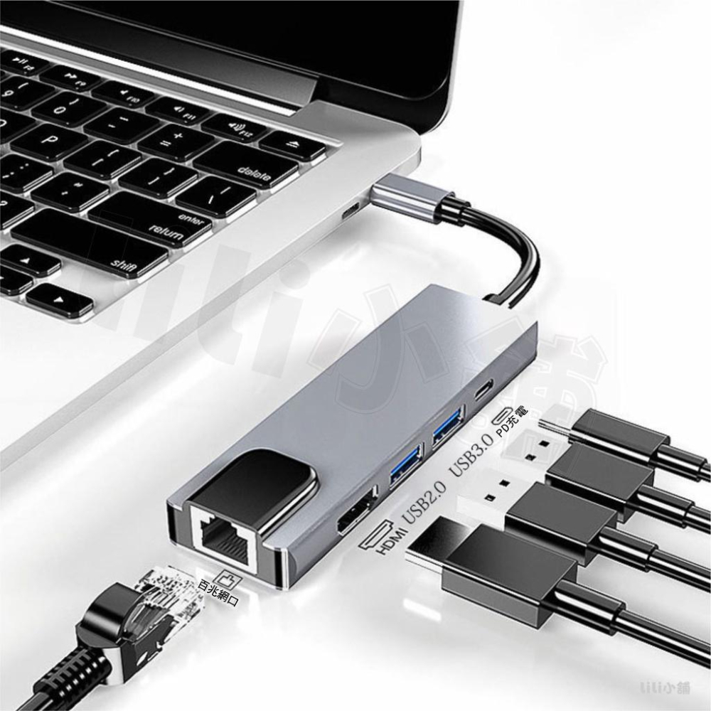 台灣現貨 TYPE-C 轉 USB 4k HDMI 擴充 PD 轉接器 MacBook 讀卡機 HUB 擴展塢 拓展塢-細節圖9