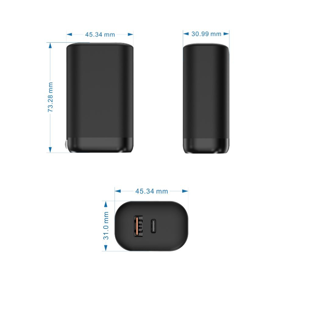 65W 氮化鎵GaN 三孔充電頭 豆腐頭 PD快充頭 QC 充電器 快充頭 PD快充 適用 iPhone15 14 13-細節圖2