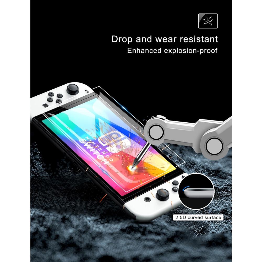 任天堂Switch OLED保護貼 Nintendo NS 玻璃貼 鋼化貼 任天堂 NX 玻璃 弧邊 9H 鋼化膜-細節圖4
