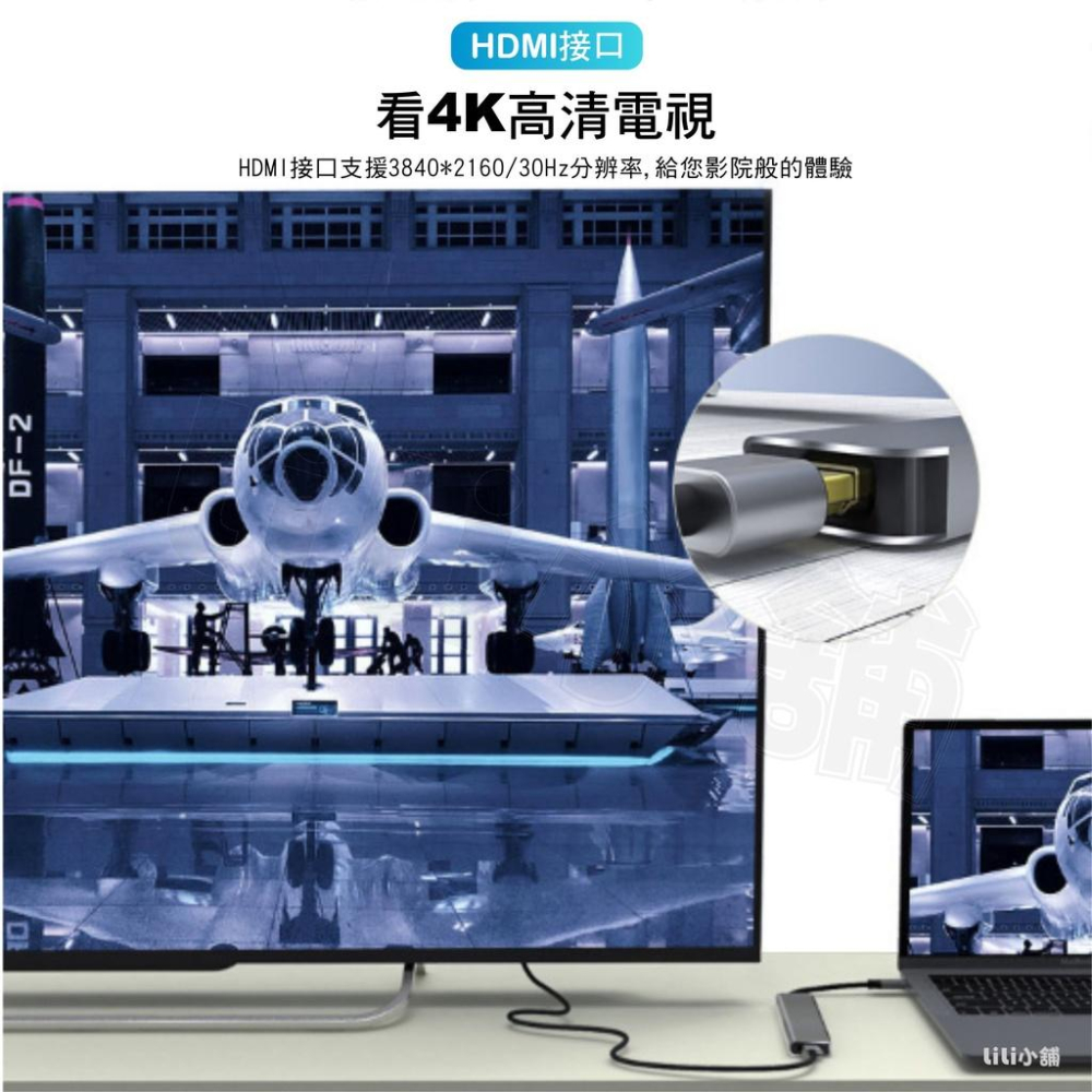 6合1 六合一讀卡器type-c擴展塢USB3.1轉換器4k MacBook轉HDMI HUB SD TF讀卡器 讀取-細節圖6