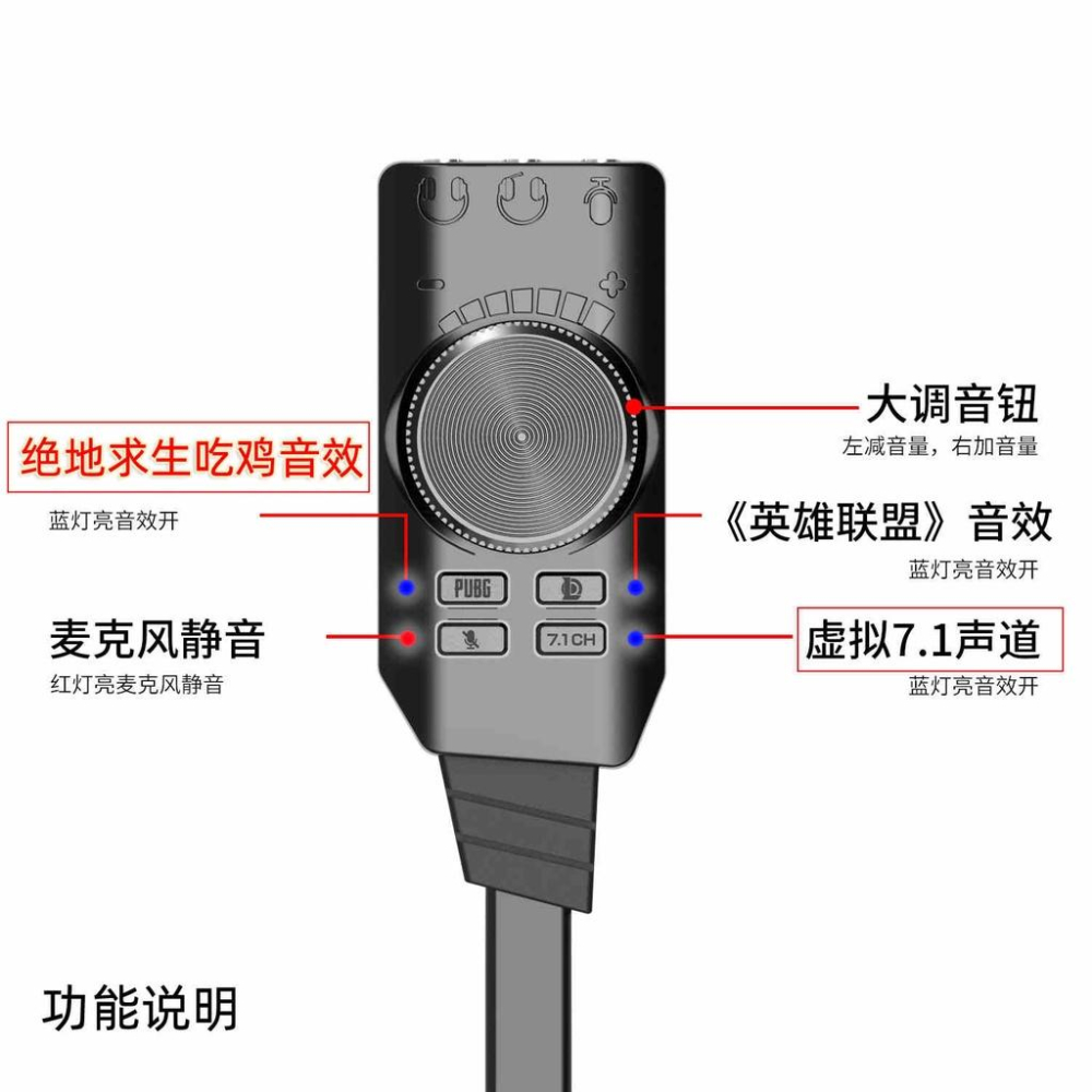 新款PLEXTONE GS3 虛擬7.1聲道外接音效卡 USB外接音效卡 USB音效卡 外接音效卡 立體聲環繞 獨立音效-細節圖5