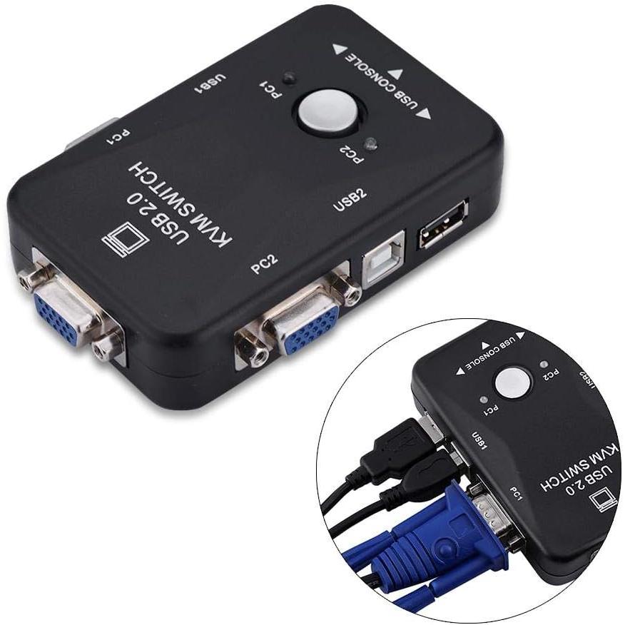 USB 2.0 HUB VGA USB KVM 切換 USB 2.0 2 PORT USB KVM USB切換器 一對二-細節圖6