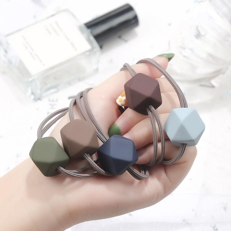 韓版莫蘭迪磨砂發繩基礎頭繩女八角珠髮飾簡約頭飾紮頭繩橡皮筋女-細節圖4
