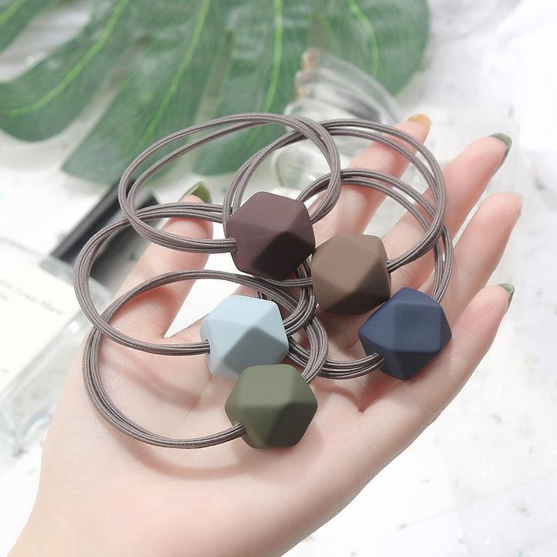 韓版莫蘭迪磨砂發繩基礎頭繩女八角珠髮飾簡約頭飾紮頭繩橡皮筋女-細節圖5