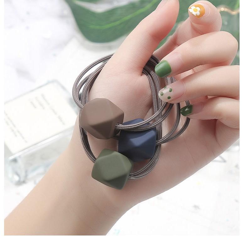 韓版莫蘭迪磨砂發繩基礎頭繩女八角珠髮飾簡約頭飾紮頭繩橡皮筋女-細節圖6