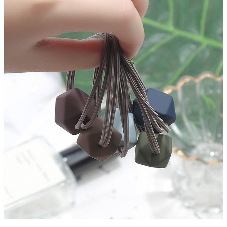 韓版莫蘭迪磨砂發繩基礎頭繩女八角珠髮飾簡約頭飾紮頭繩橡皮筋女-細節圖7