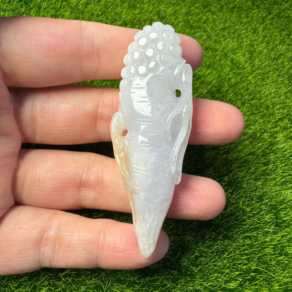 [收藏出清] 天然緬甸 A 貨翡翠 冰粉紫 灑金 人蔘 人生如意 人生有金-細節圖2