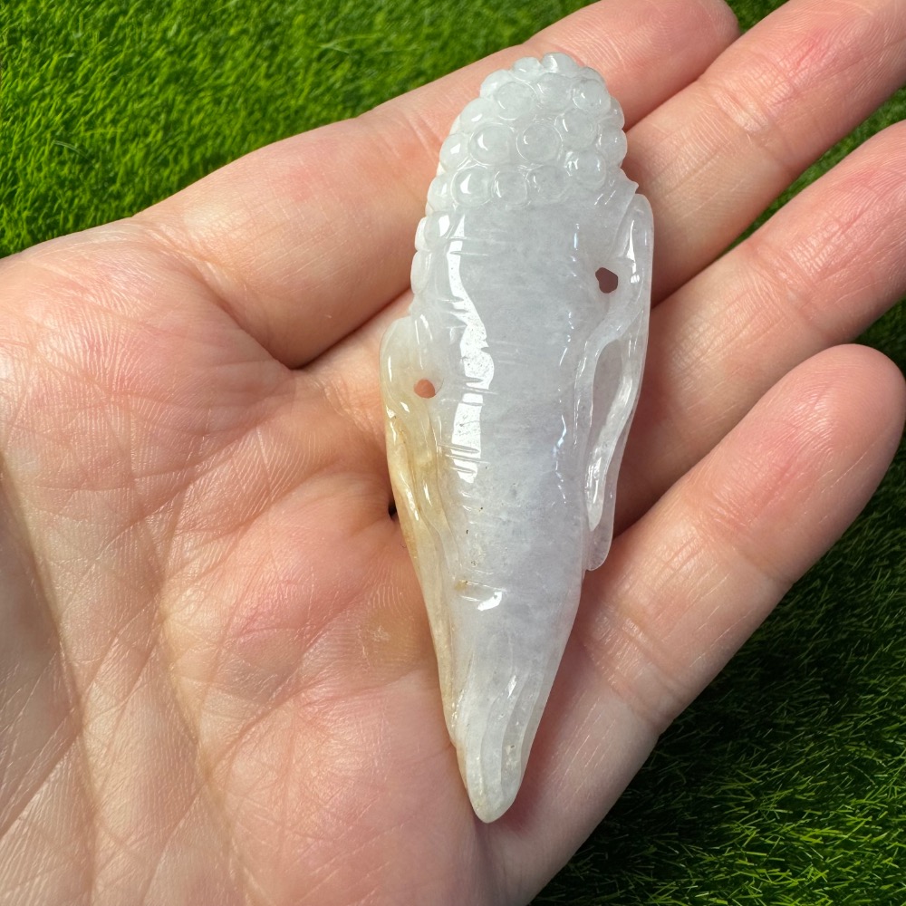 [收藏出清] 天然緬甸 A 貨翡翠 冰粉紫 灑金 人蔘 人生如意 人生有金-細節圖5