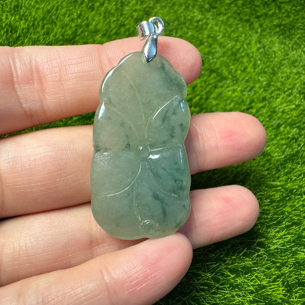 [買太多出清] 天然緬甸 A 貨翡翠  冰飄藍花 荷葉魚 荷苞有餘-細節圖3