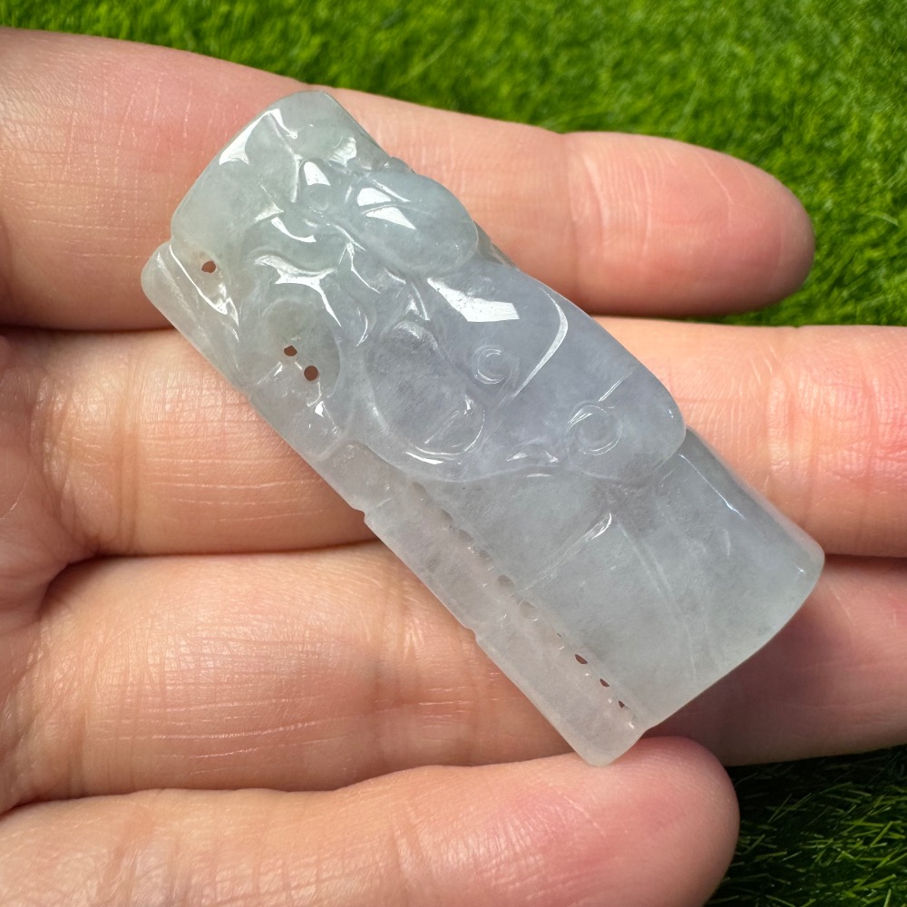 [買太多出清] 天然緬甸 A 貨翡翠 冰淡紫竹節 甲蟲 富甲天下 節節高昇-細節圖2