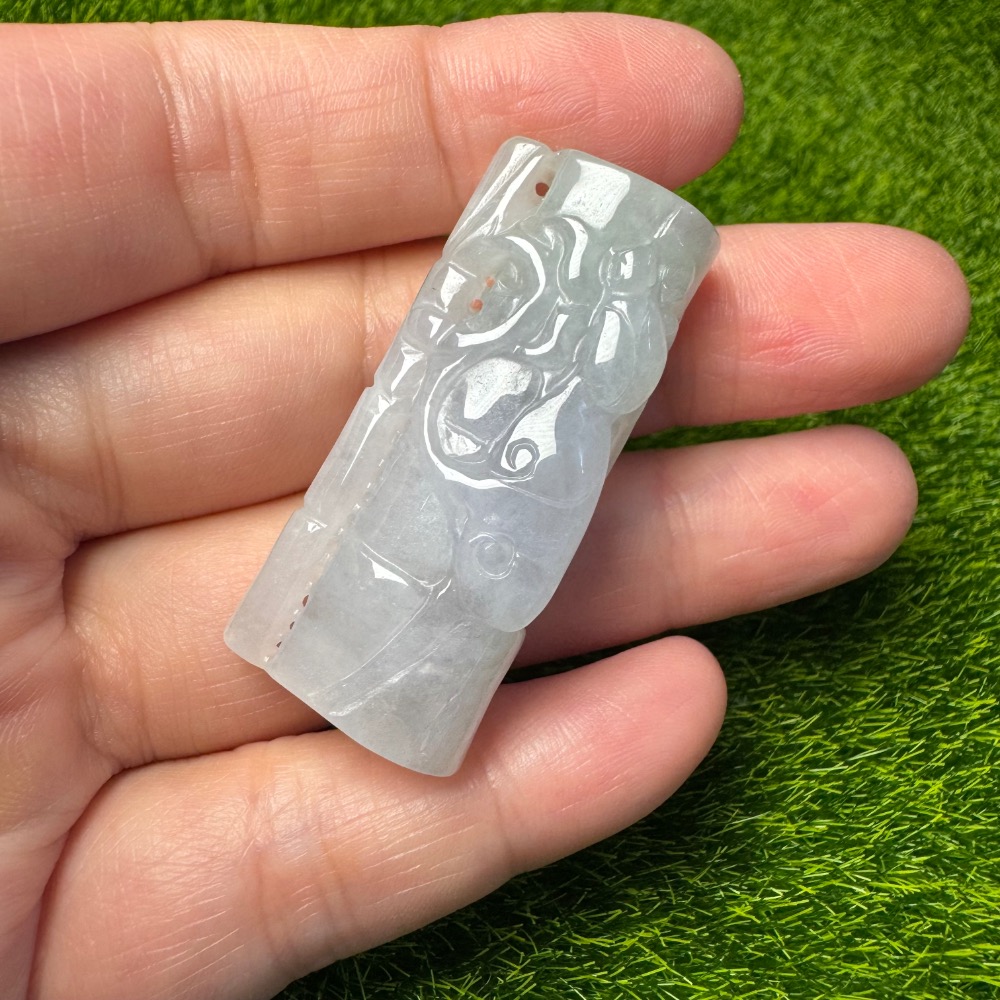 [買太多出清] 天然緬甸 A 貨翡翠 冰淡紫竹節 甲蟲 富甲天下 節節高昇-細節圖6