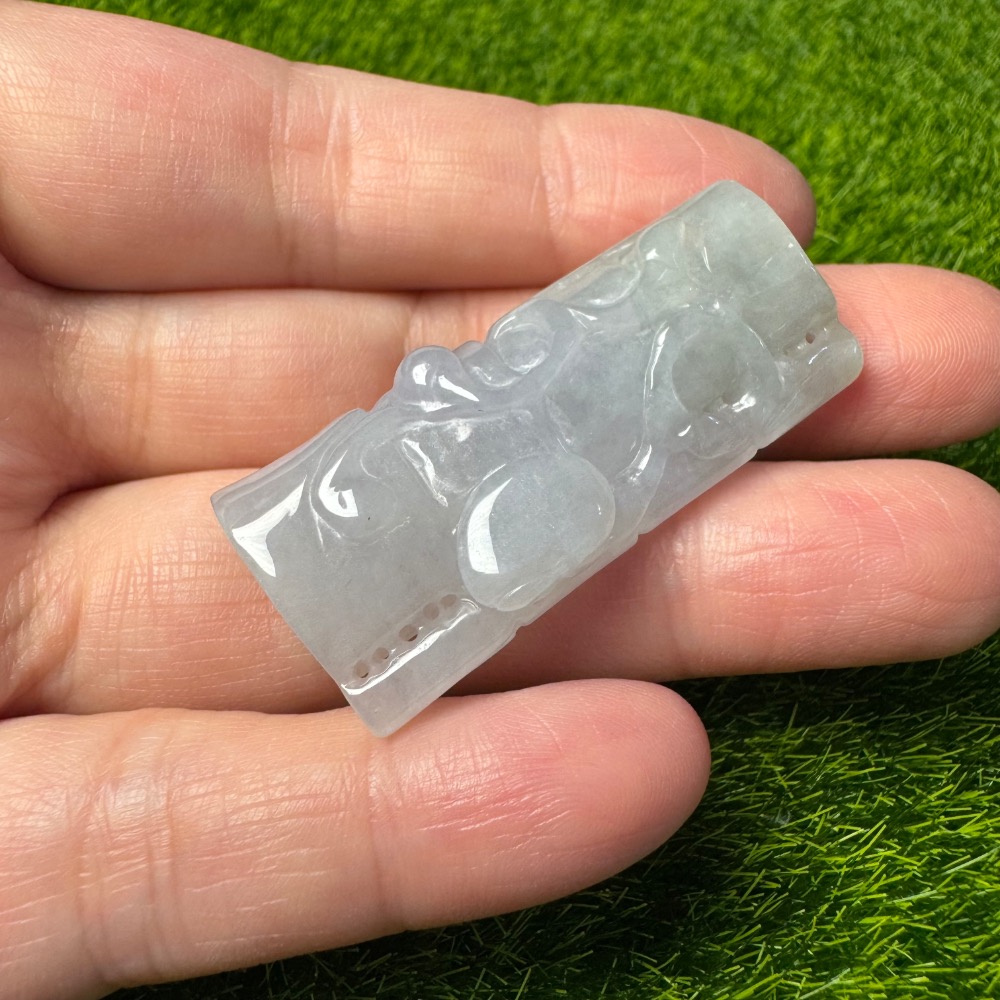 [買太多出清] 天然緬甸 A 貨翡翠 冰淡紫竹節 甲蟲 富甲天下 節節高昇-細節圖7