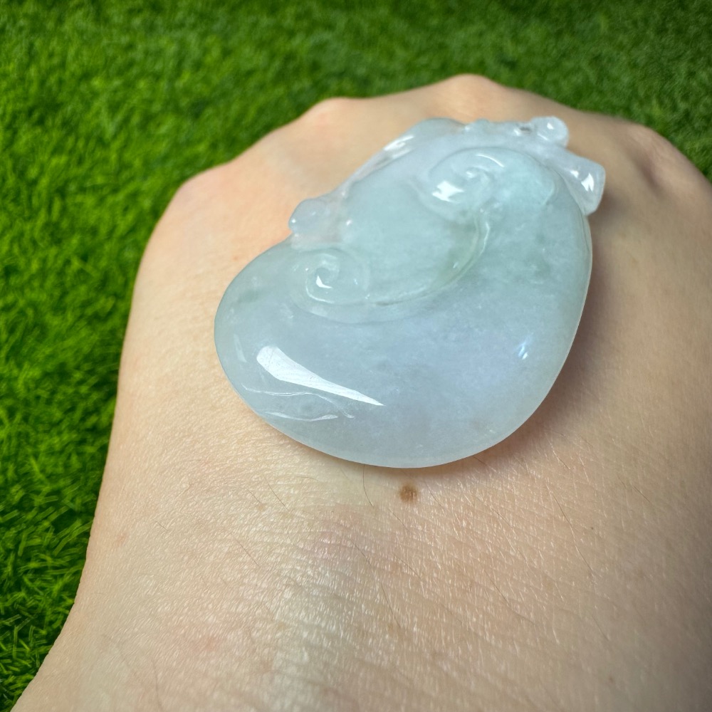 [買太多出清] 天然緬甸 A 貨翡翠 冰起膠如意 如你心意 雙面立體雕功-細節圖3