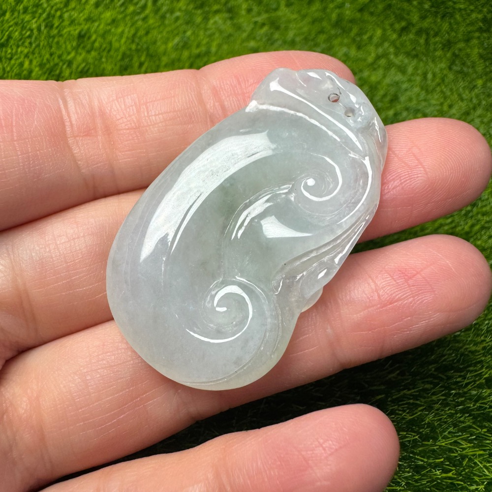 [買太多出清] 天然緬甸 A 貨翡翠 冰起膠如意 如你心意 雙面立體雕功-細節圖4