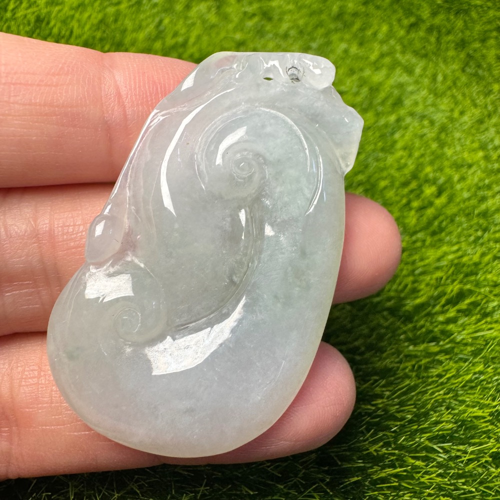 [買太多出清] 天然緬甸 A 貨翡翠 冰起膠如意 如你心意 雙面立體雕功-細節圖5
