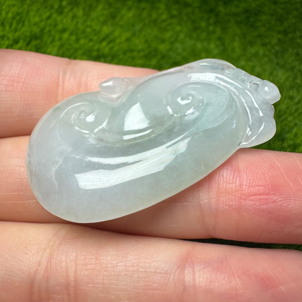 [買太多出清] 天然緬甸 A 貨翡翠 冰起膠如意 如你心意 雙面立體雕功-細節圖6