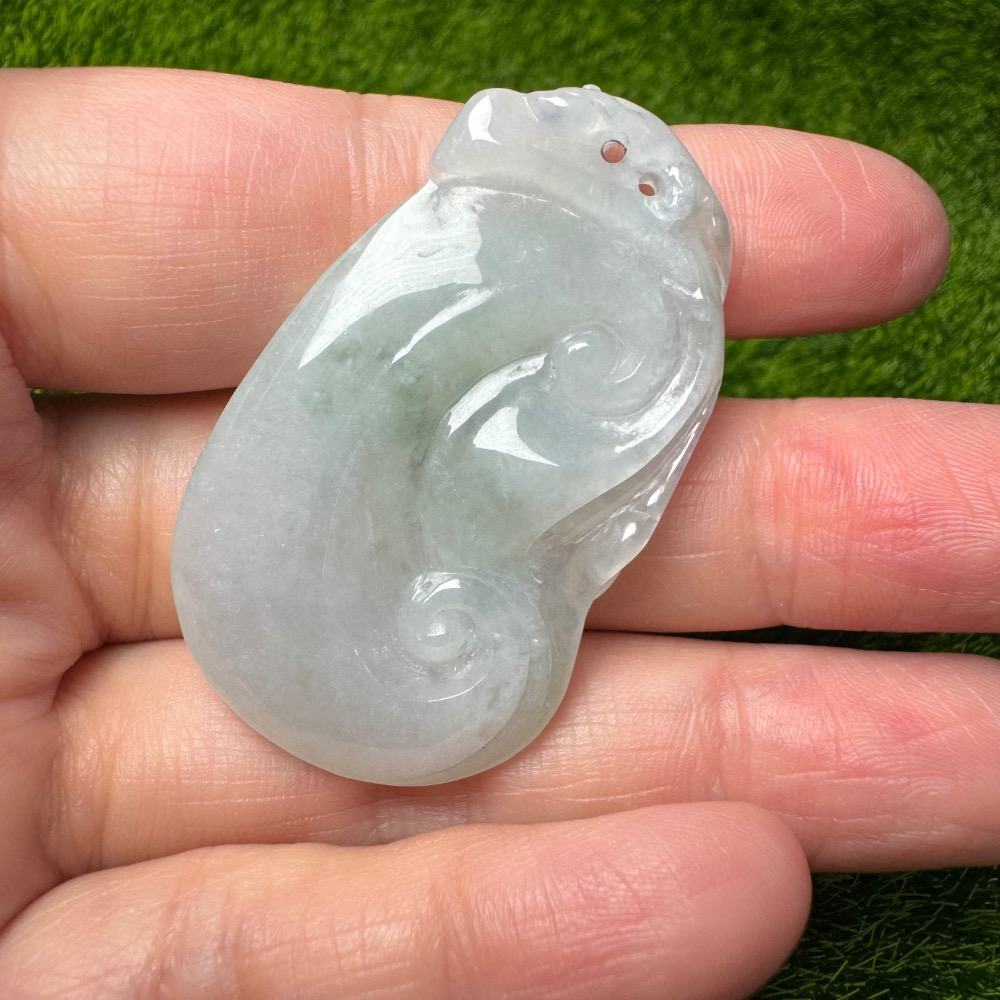 [買太多出清] 天然緬甸 A 貨翡翠 冰起膠如意 如你心意 雙面立體雕功-細節圖7