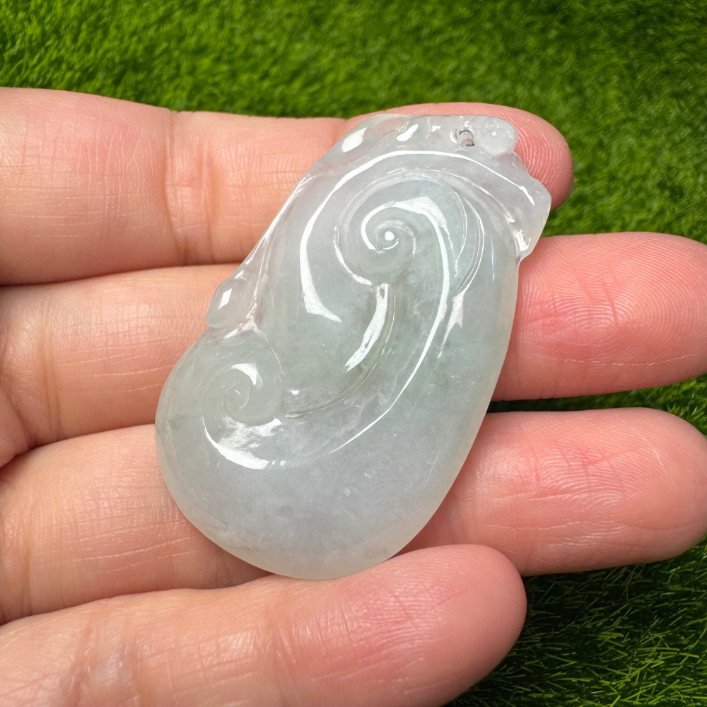 [買太多出清] 天然緬甸 A 貨翡翠 冰起膠如意 如你心意 雙面立體雕功-細節圖8