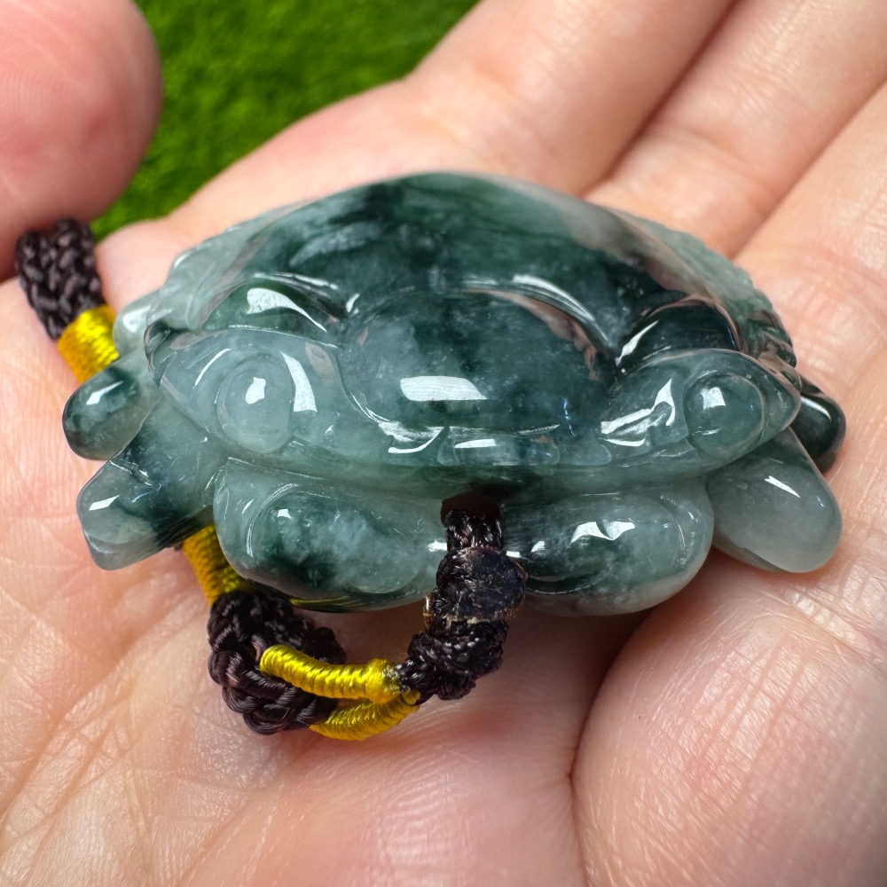 [買太多出清] 天然緬甸 A 貨翡翠 飄藍花 八方來財 掛件 包包掛-細節圖2