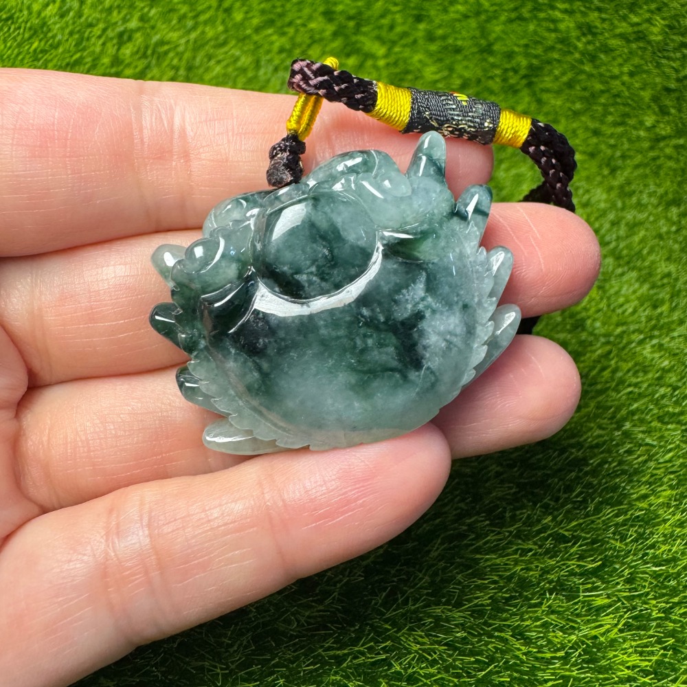 [買太多出清] 天然緬甸 A 貨翡翠 飄藍花 八方來財 掛件 包包掛-細節圖4