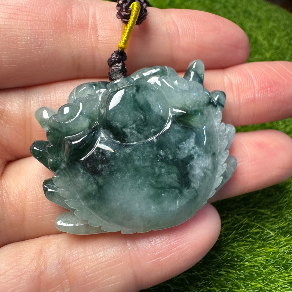 [買太多出清] 天然緬甸 A 貨翡翠 飄藍花 八方來財 掛件 包包掛-細節圖5