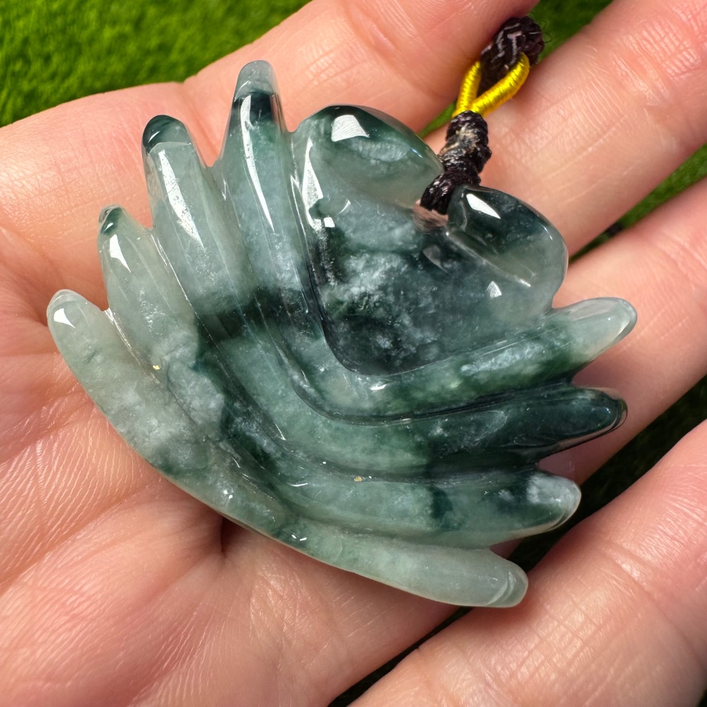 [買太多出清] 天然緬甸 A 貨翡翠 飄藍花 八方來財 掛件 包包掛-細節圖6