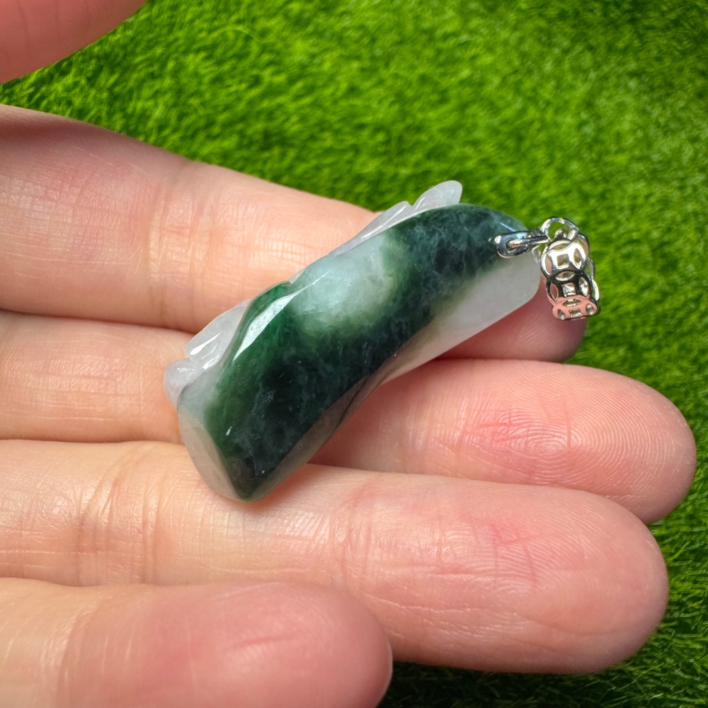 [買太多出清] 天然緬甸 A 貨翡翠 辣陽綠 立體花墜 含s925銀扣頭-細節圖7