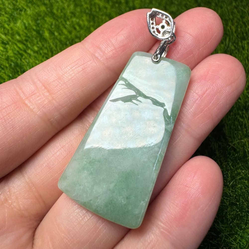 [買太多出清] 天然緬甸 A 貨翡翠 迷你小山水 水山牌 胸懷天下-細節圖2