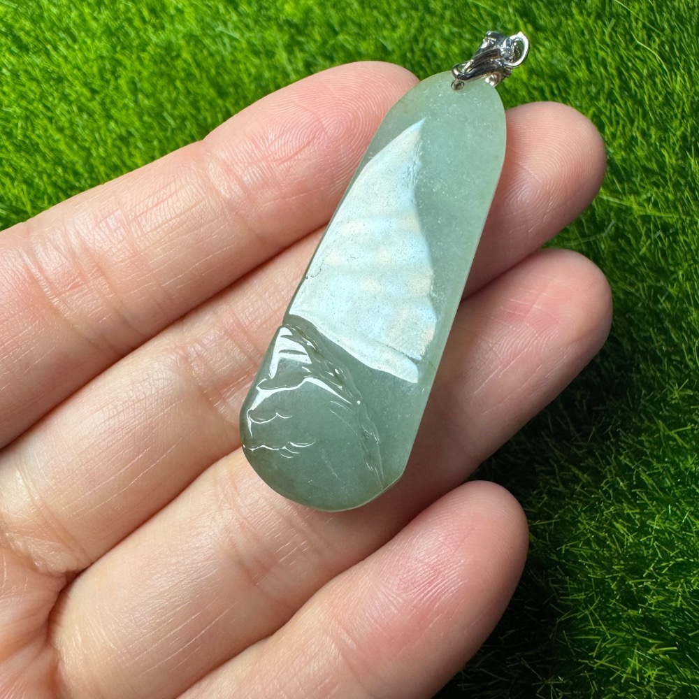 [買太多出清] 天然緬甸 A 貨翡翠 迷你小山水 山水牌 胸懷天下-細節圖6