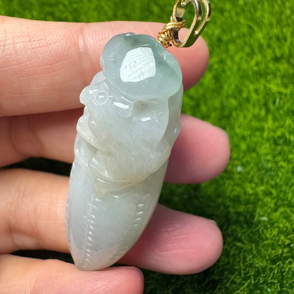 [ 特價出清] 天然緬甸 A 貨翡翠  福瓜 特色件 如意 圓潤飽滿 立體雕功-細節圖4